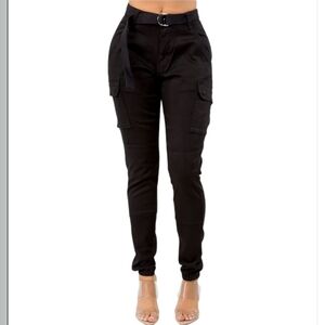 Twin Sisters Los Angeles belted high waist cargo pants size 1XL